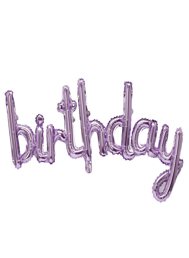 YPSelected Happy Birthday Balloons 16 Inch Hanging 3D Birthday Banner Silver Foil Cursive Script for Kids and Adults Birthday Party Decorations Supplies (Purple) - Image 3